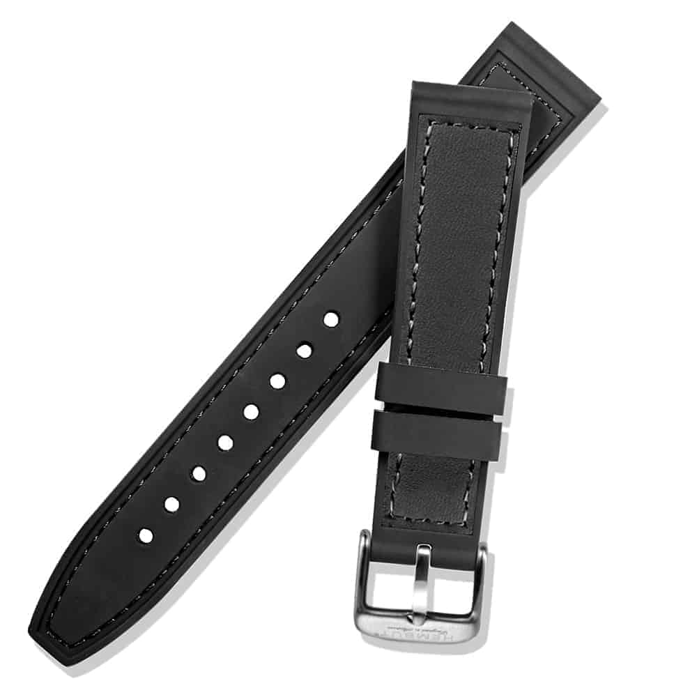 Black | Silicone & Leather Hybrid Watch Straps | Hemsut