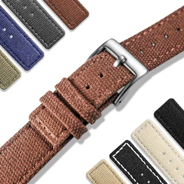 www.Nuroco.com - Canvas Leather Strap For Apple Watch band 44mm/ 40mm/  42mm/ 38mm iwatch Series 1 2